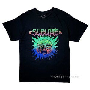 Sublime Sun Logo Neon Green, Blue, Orange, Purple & Black Band T-Shirt